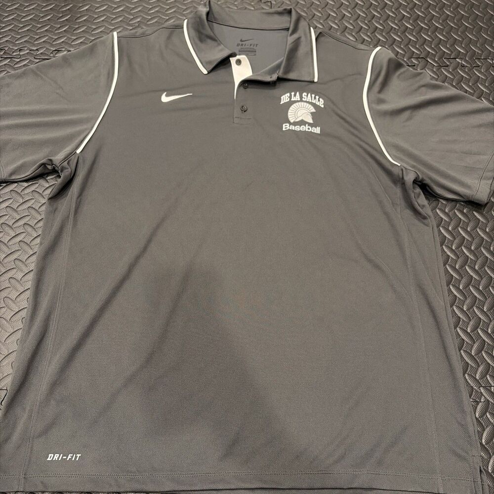 Rare! Nike De La Salle Baseball Polo Golf Shirt Mens XL Dri Fit Spartans